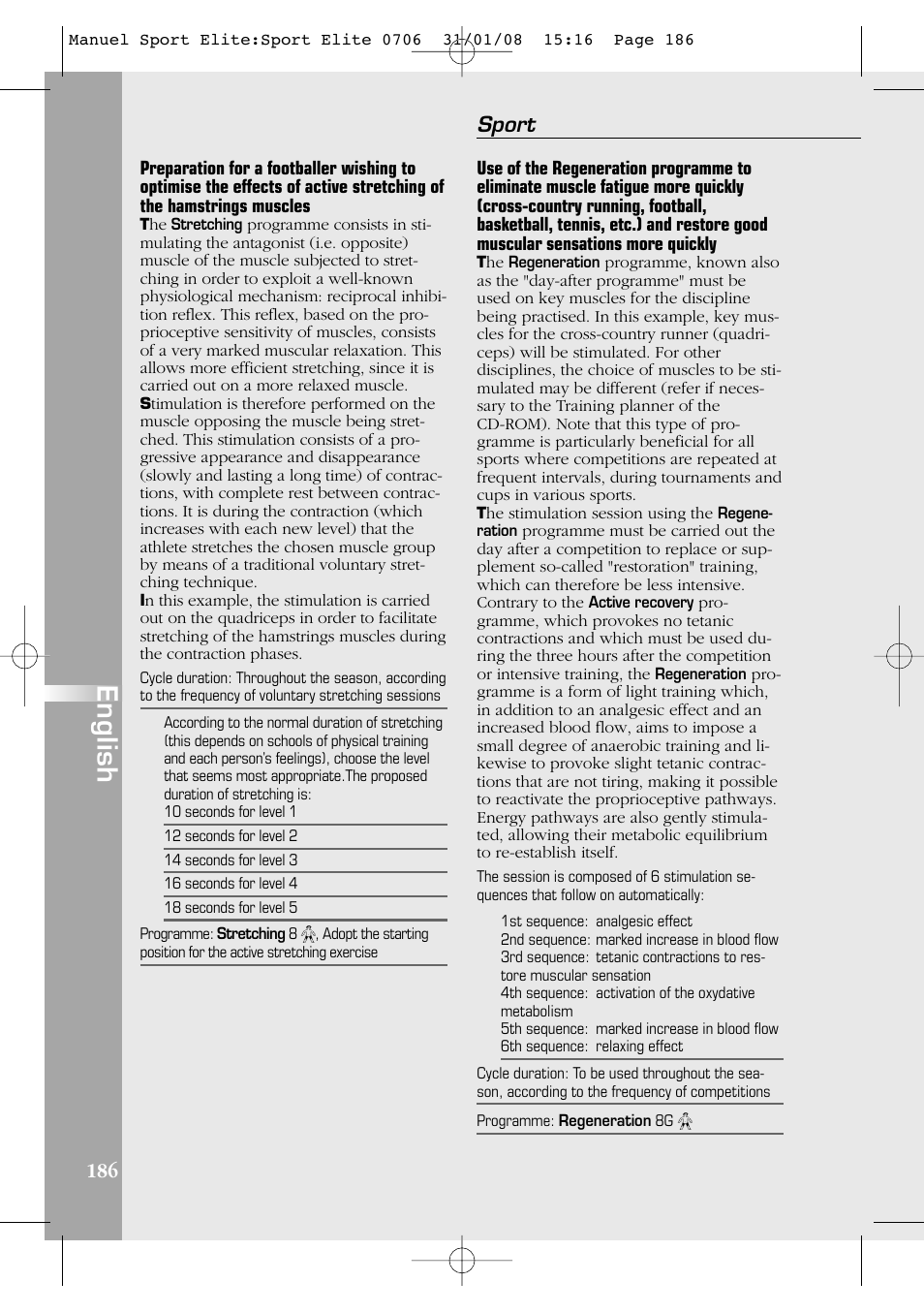 English, Sport | Compex Sport Elite User Manual | Page 186 / 320