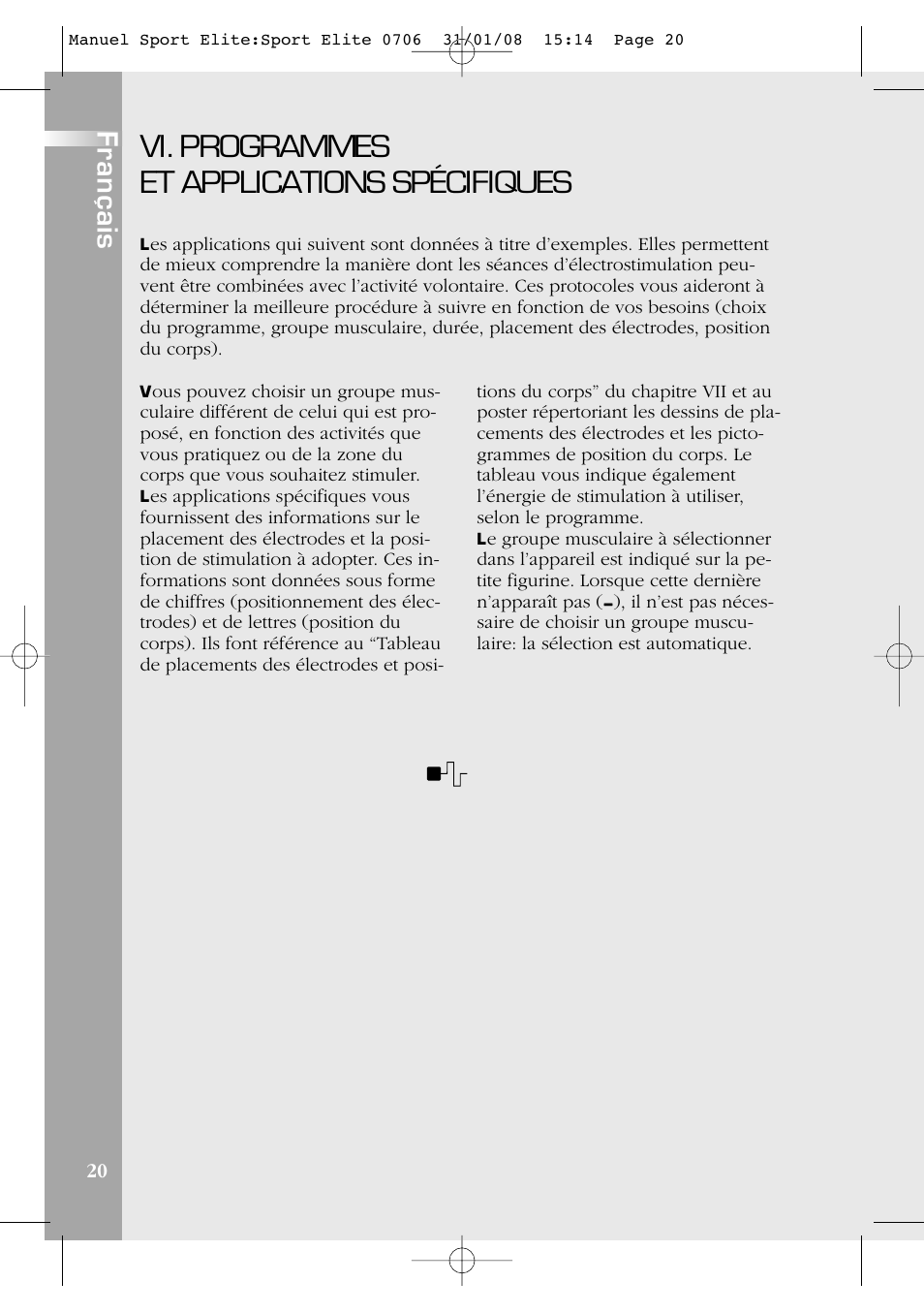 Vi. programmes et applications spécifiques, Français | Compex Sport Elite User Manual | Page 20 / 320