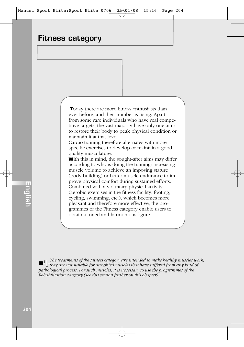 Fitness category, English | Compex Sport Elite User Manual | Page 204 / 320