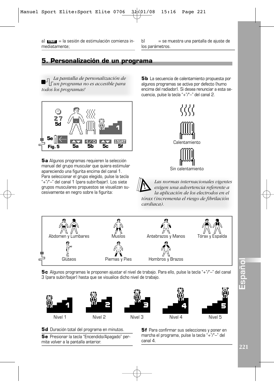 Español | Compex Sport Elite User Manual | Page 221 / 320