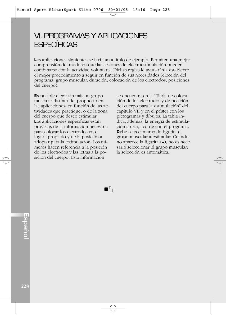 Vi. programas y aplicaciones específicas, Español | Compex Sport Elite User Manual | Page 228 / 320