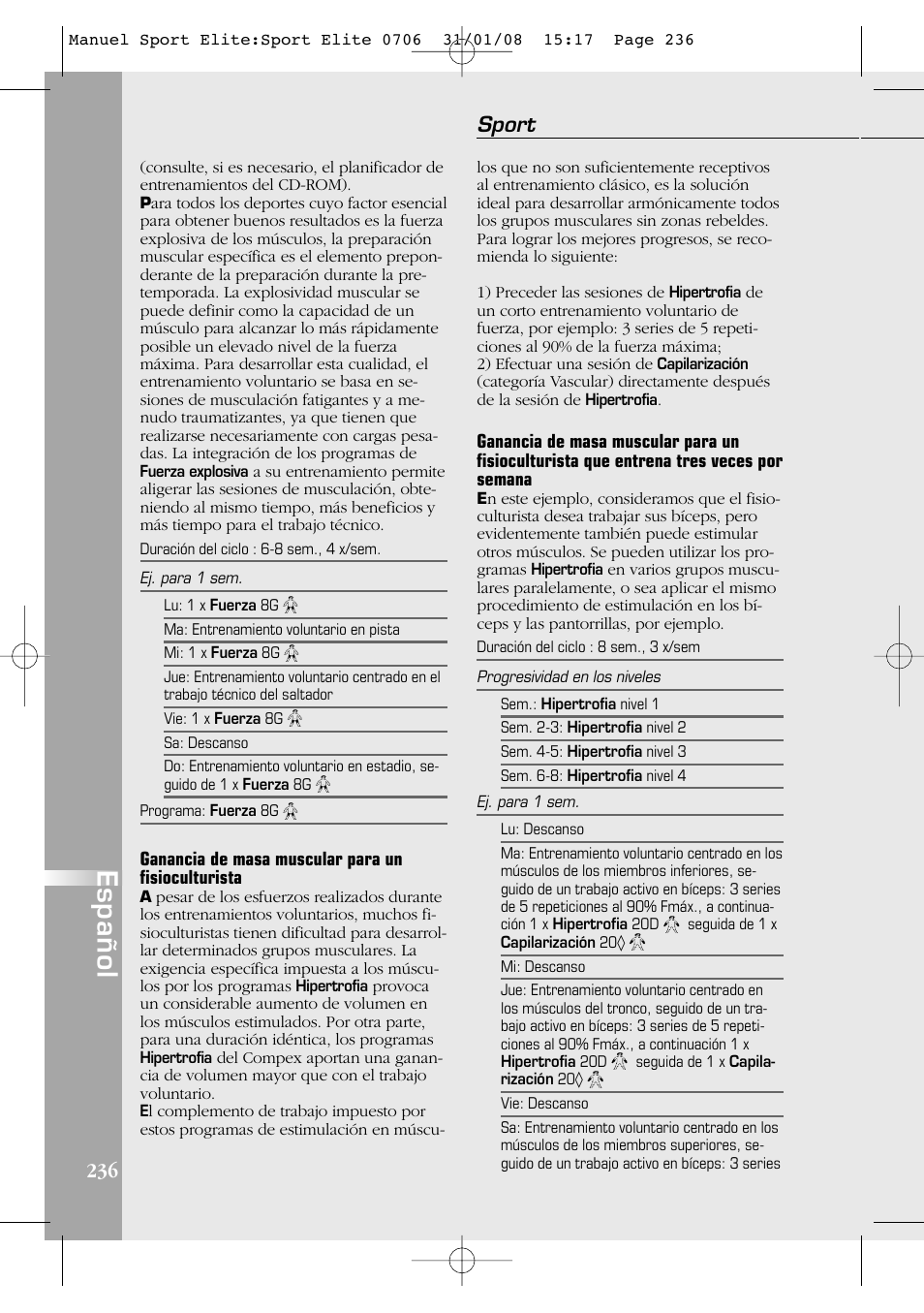 Español, Sport | Compex Sport Elite User Manual | Page 236 / 320