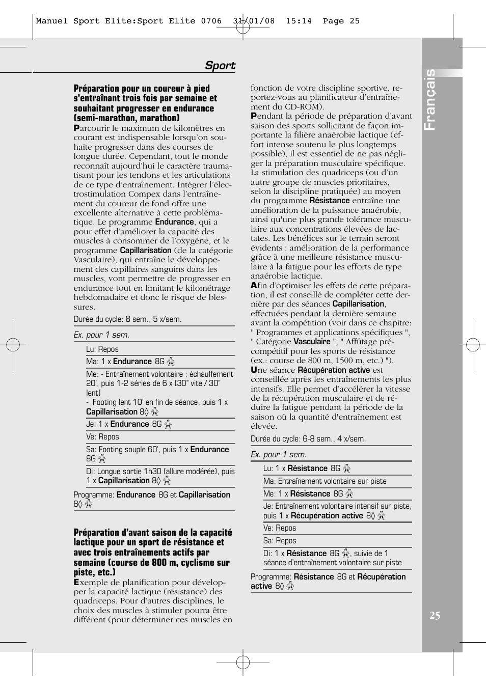Français, Sport | Compex Sport Elite User Manual | Page 25 / 320