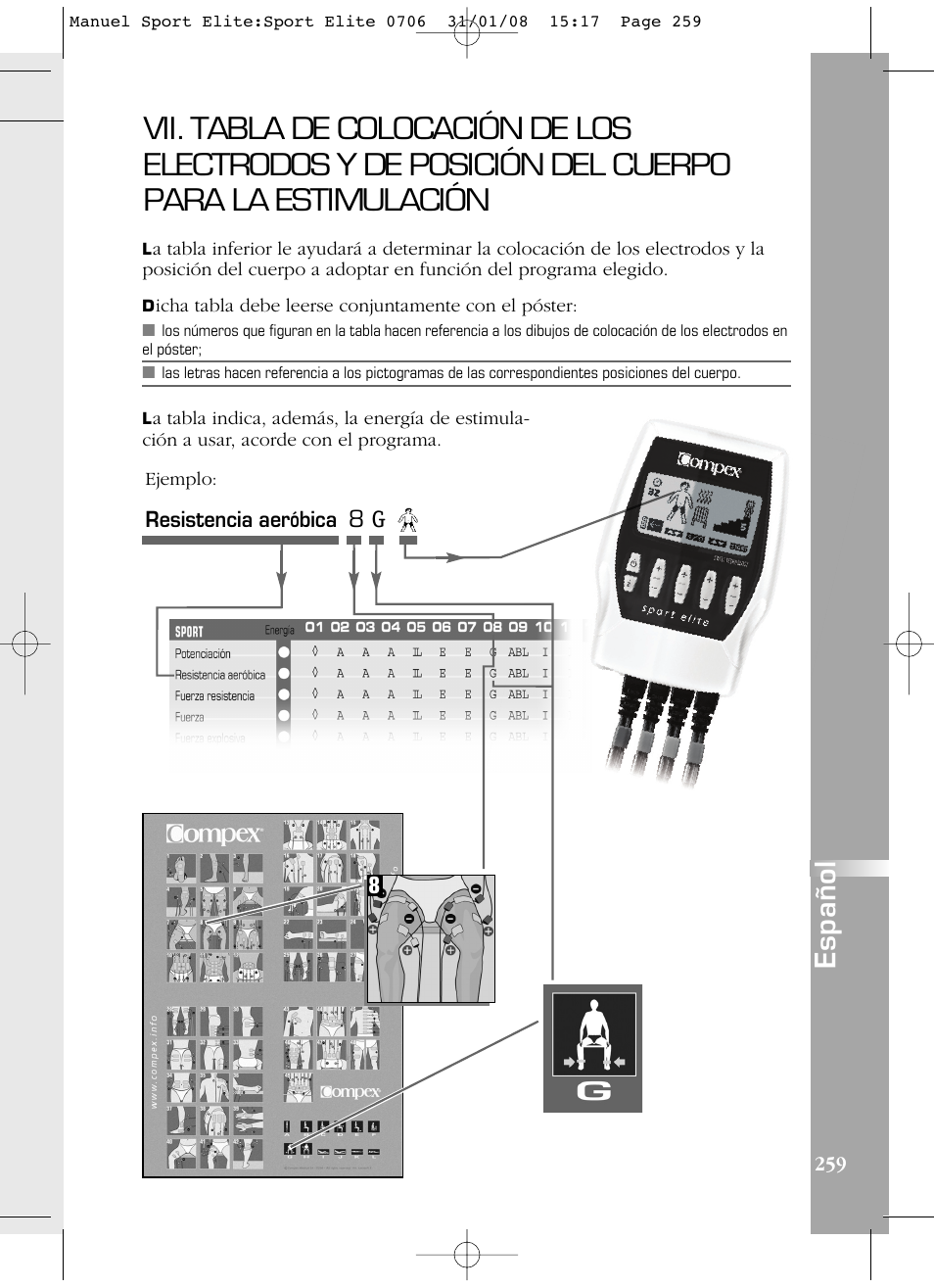 Español | Compex Sport Elite User Manual | Page 259 / 320