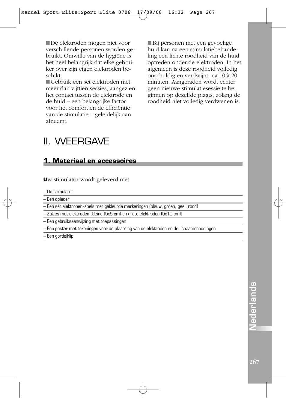 Ii. weergave, Nederlands | Compex Sport Elite User Manual | Page 267 / 320