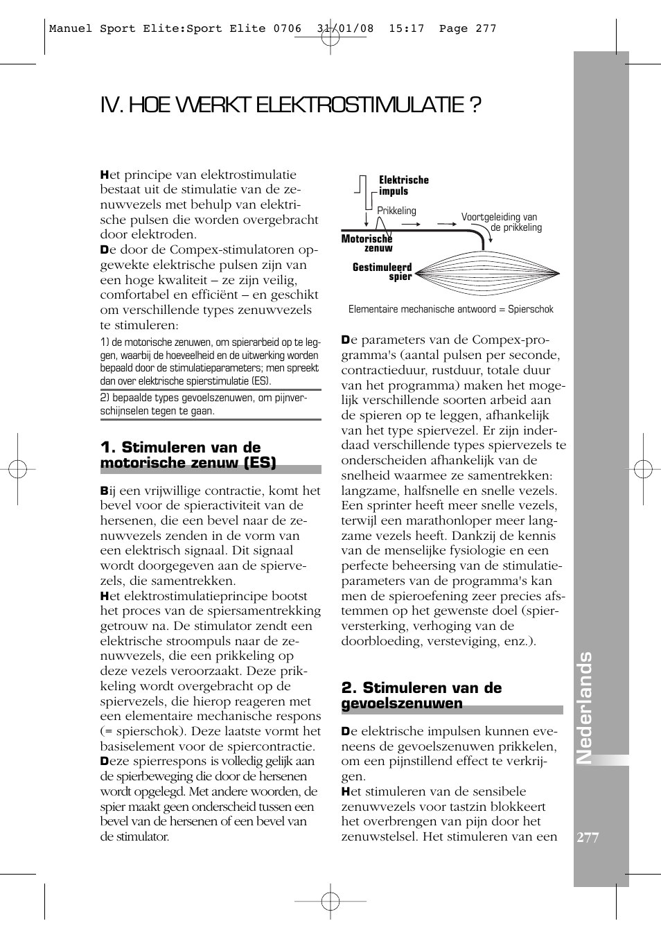Iv. hoe werkt elektrostimulatie, Nederlands | Compex Sport Elite User Manual | Page 277 / 320