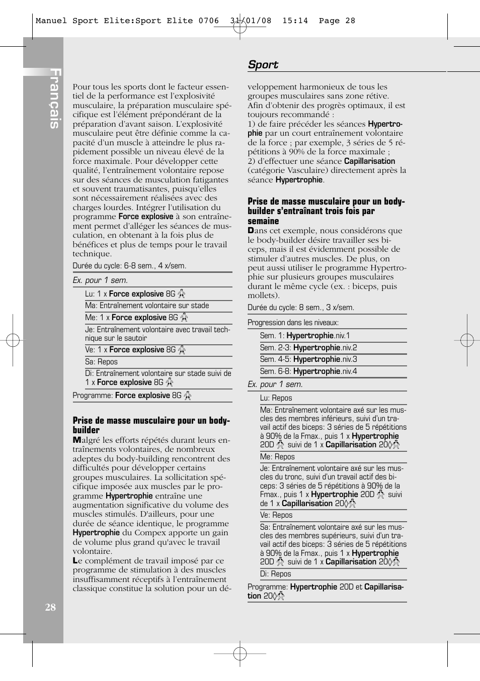 Français, Sport | Compex Sport Elite User Manual | Page 28 / 320