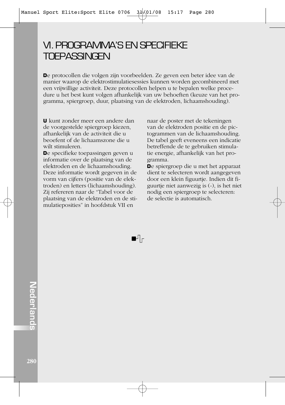 Vi. programma’s en specifieke toepassingen, Nederlands | Compex Sport Elite User Manual | Page 280 / 320