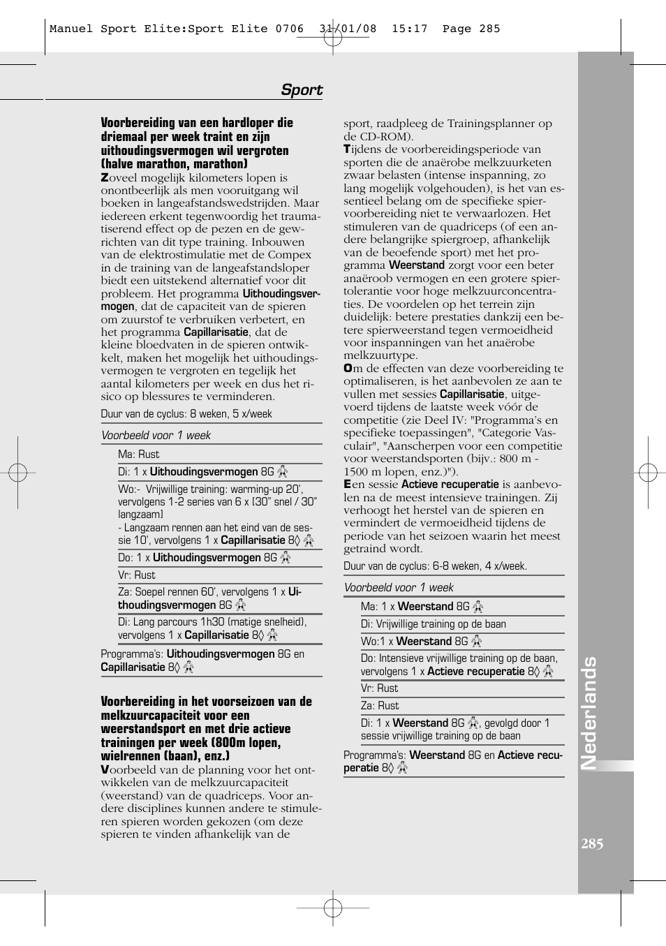 Nederlands, Sport | Compex Sport Elite User Manual | Page 285 / 320
