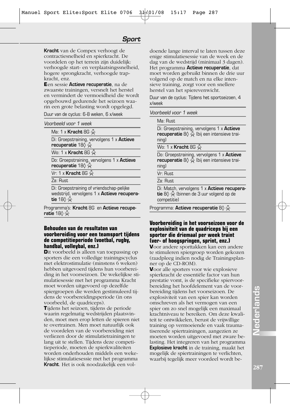 Nederlands, Sport | Compex Sport Elite User Manual | Page 287 / 320