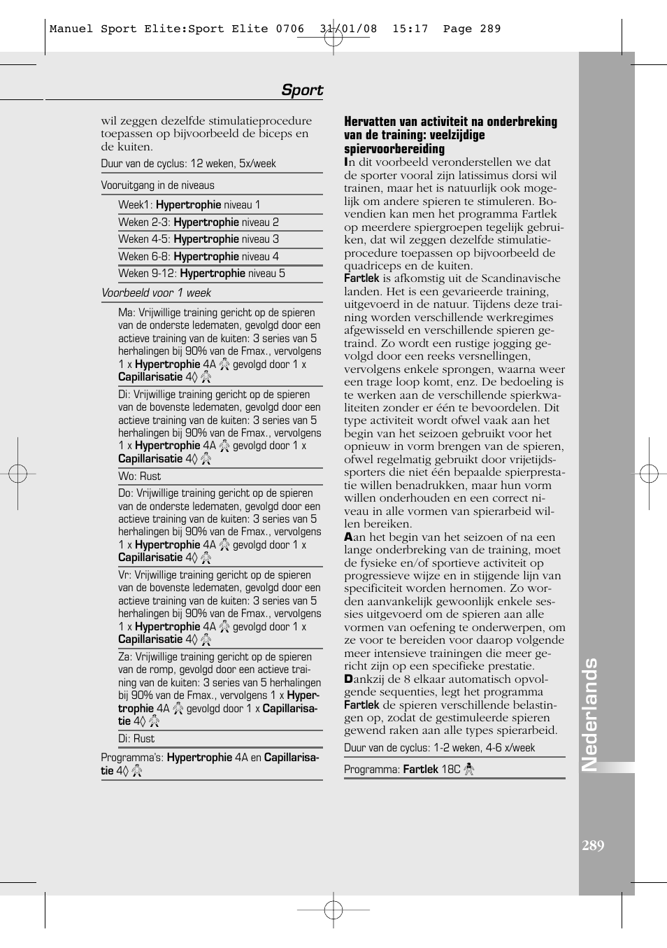Nederlands, Sport | Compex Sport Elite User Manual | Page 289 / 320