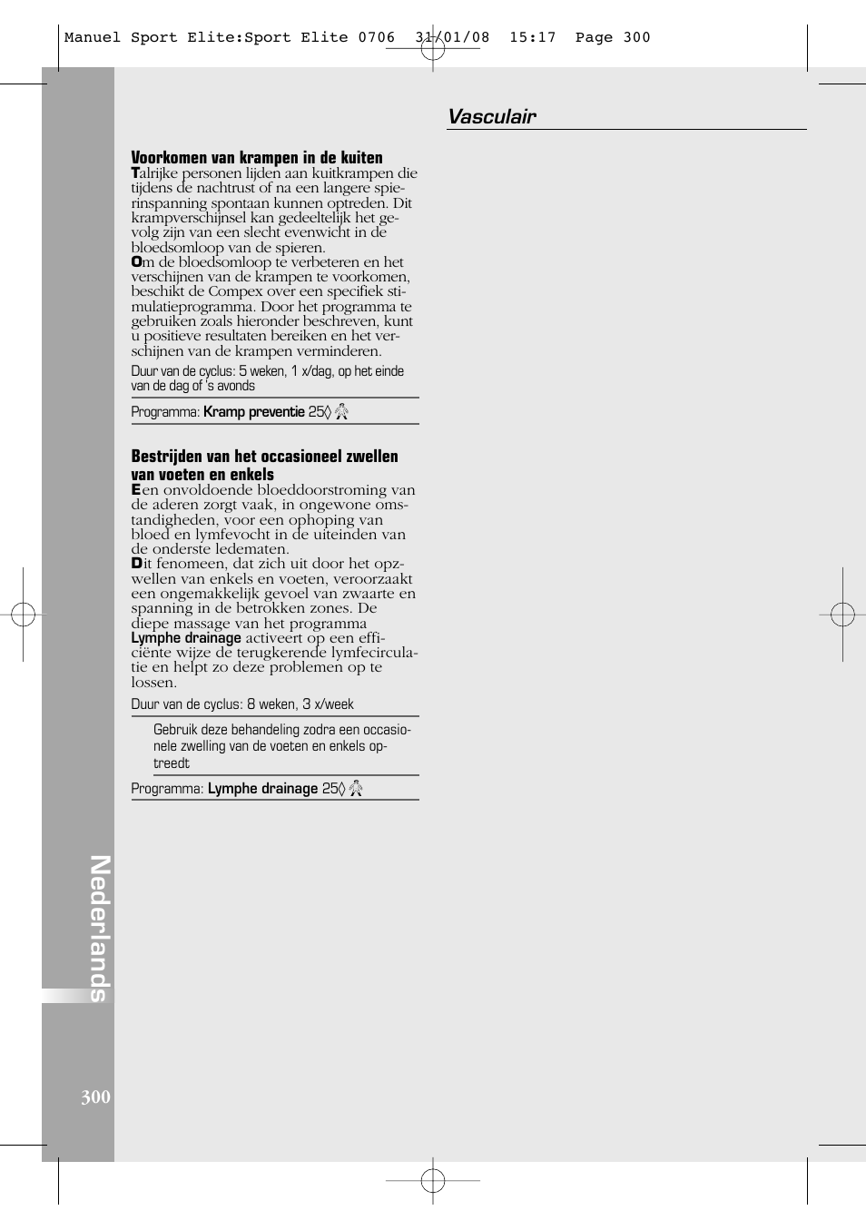 Nederlands, Vasculair | Compex Sport Elite User Manual | Page 300 / 320