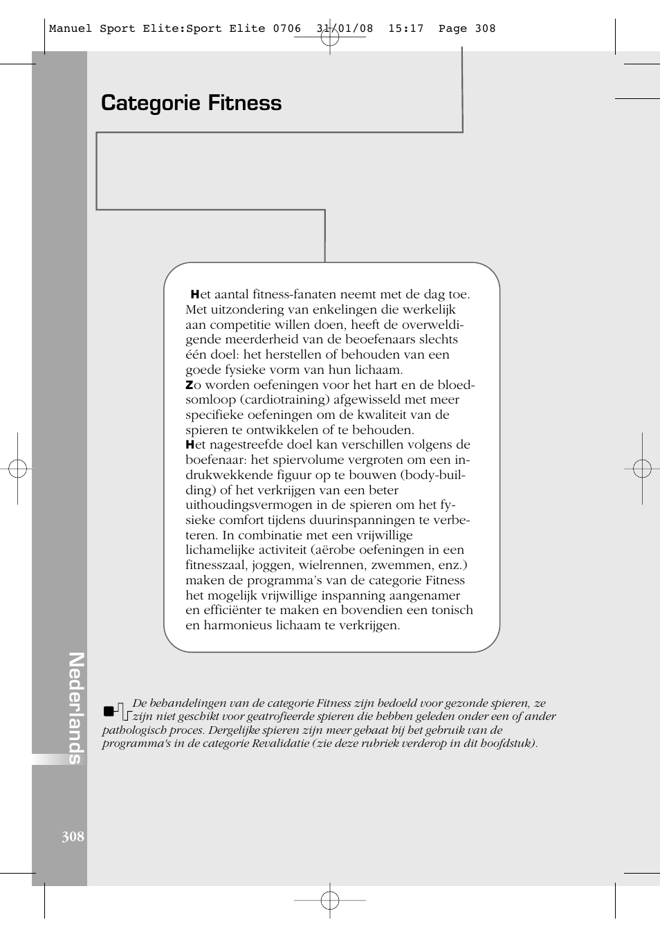 Categorie fitness, Nederlands | Compex Sport Elite User Manual | Page 308 / 320