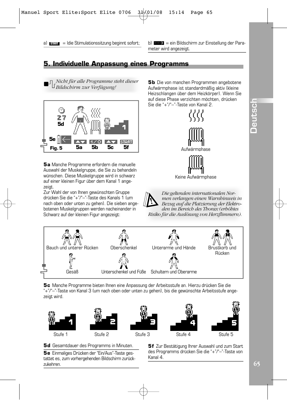 Deutsch | Compex Sport Elite User Manual | Page 65 / 320