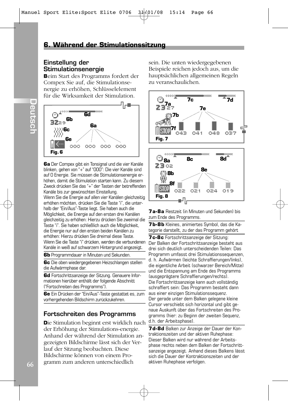 Deutsch, Während der stimulationssitzung | Compex Sport Elite User Manual | Page 66 / 320