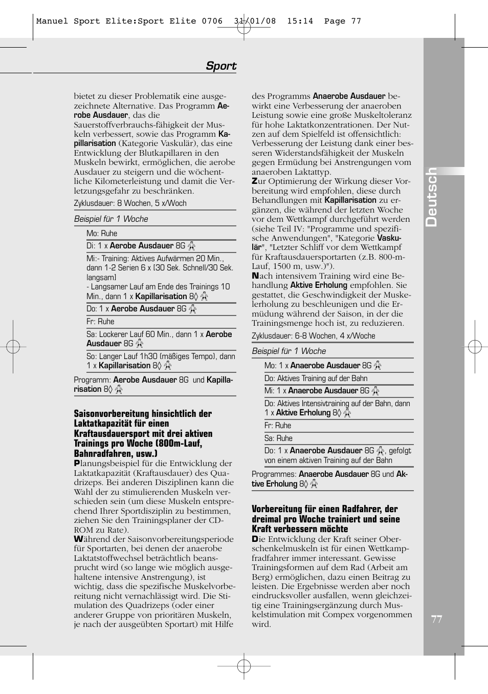 Deutsch, Sport | Compex Sport Elite User Manual | Page 77 / 320