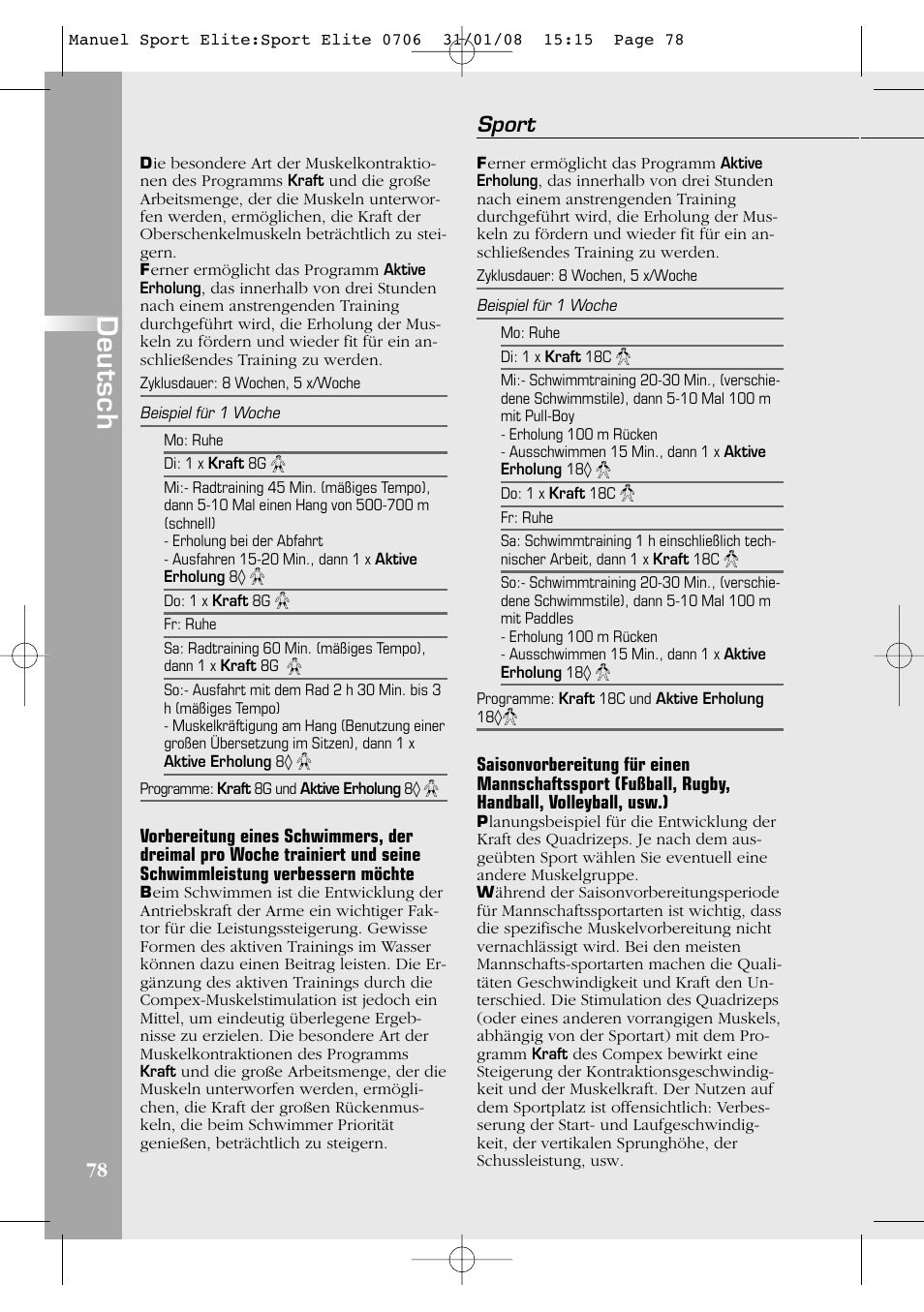 Deutsch, Sport | Compex Sport Elite User Manual | Page 78 / 320