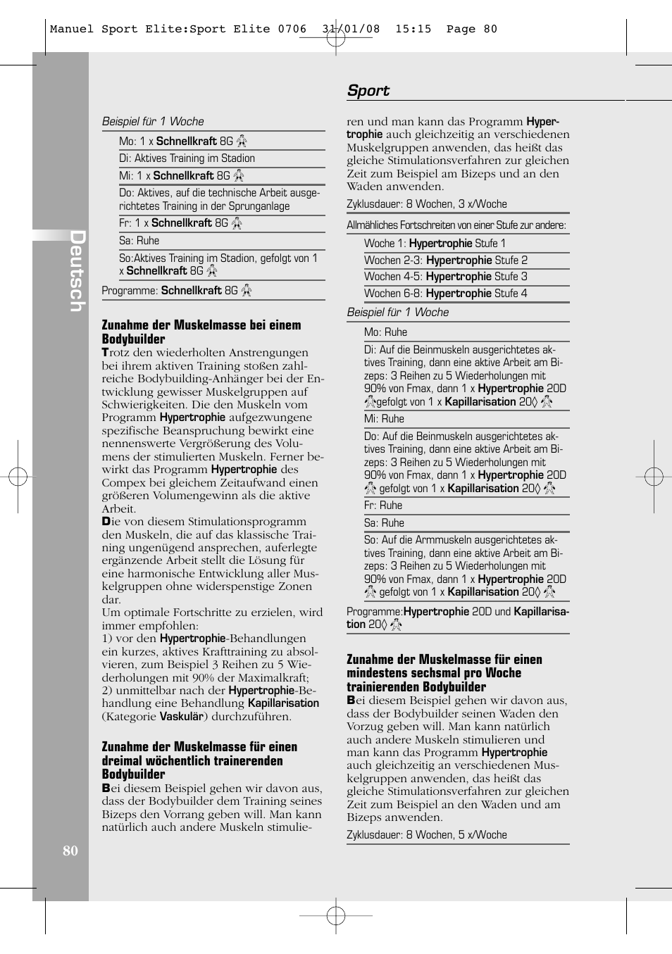 Deutsch, Sport | Compex Sport Elite User Manual | Page 80 / 320