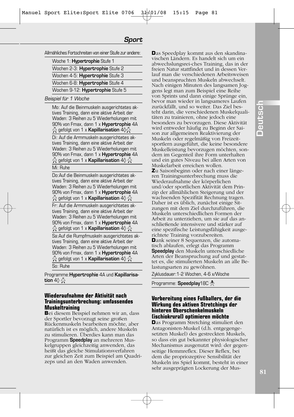Deutsch, Sport | Compex Sport Elite User Manual | Page 81 / 320