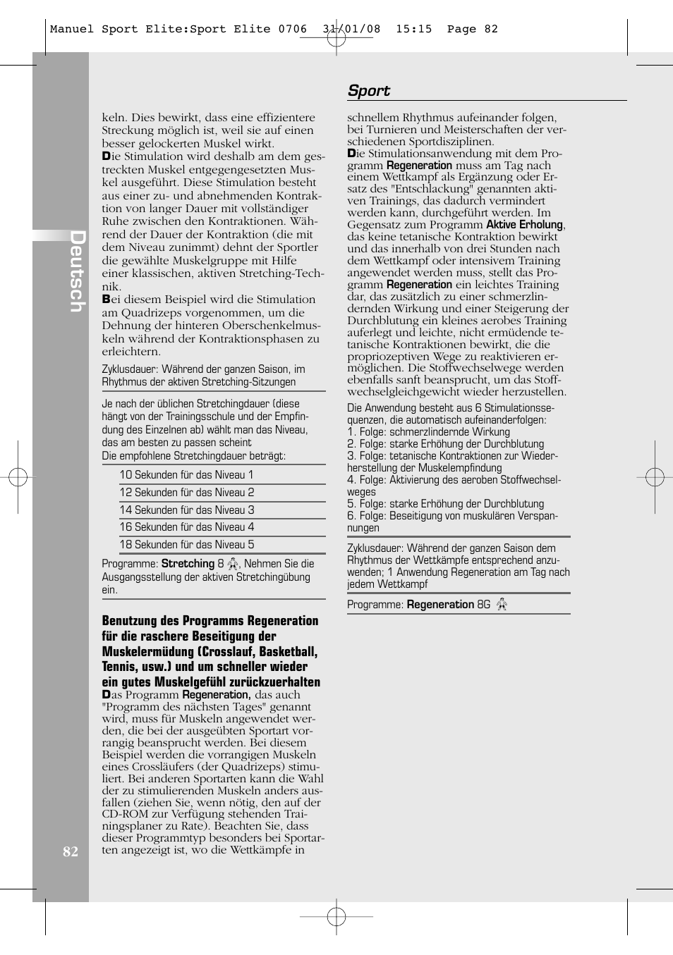 Deutsch, Sport | Compex Sport Elite User Manual | Page 82 / 320