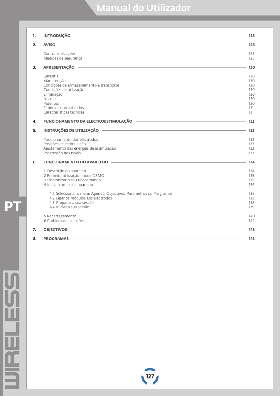 Manual do utilizador | Compex Wireless User Manual | Page 128 / 147