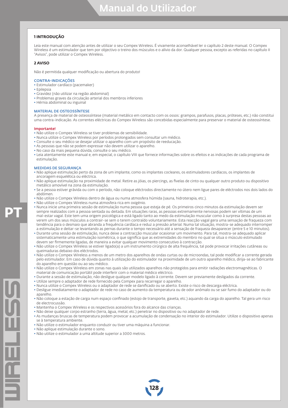 Manual do utilizador | Compex Wireless User Manual | Page 129 / 147