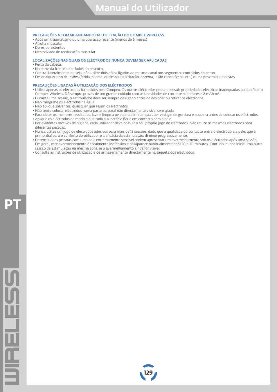 Manual do utilizador | Compex Wireless User Manual | Page 130 / 147