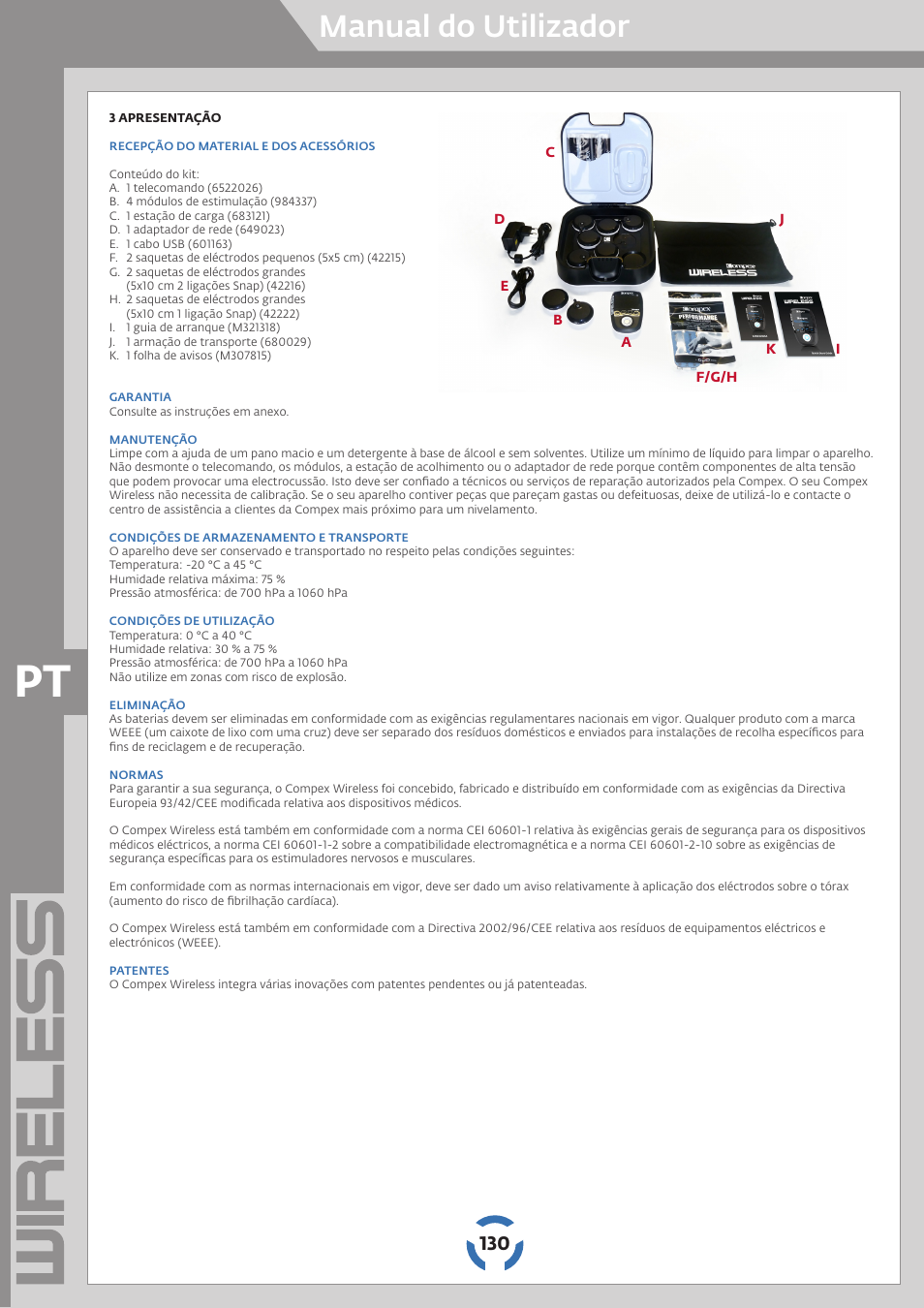 Manual do utilizador | Compex Wireless User Manual | Page 131 / 147