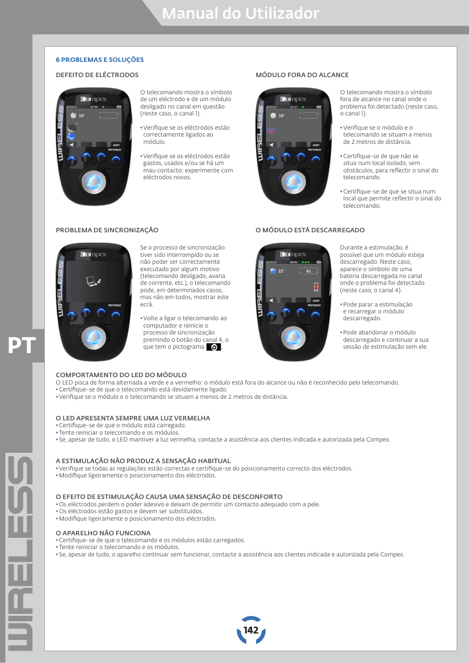 Manual do utilizador | Compex Wireless User Manual | Page 143 / 147