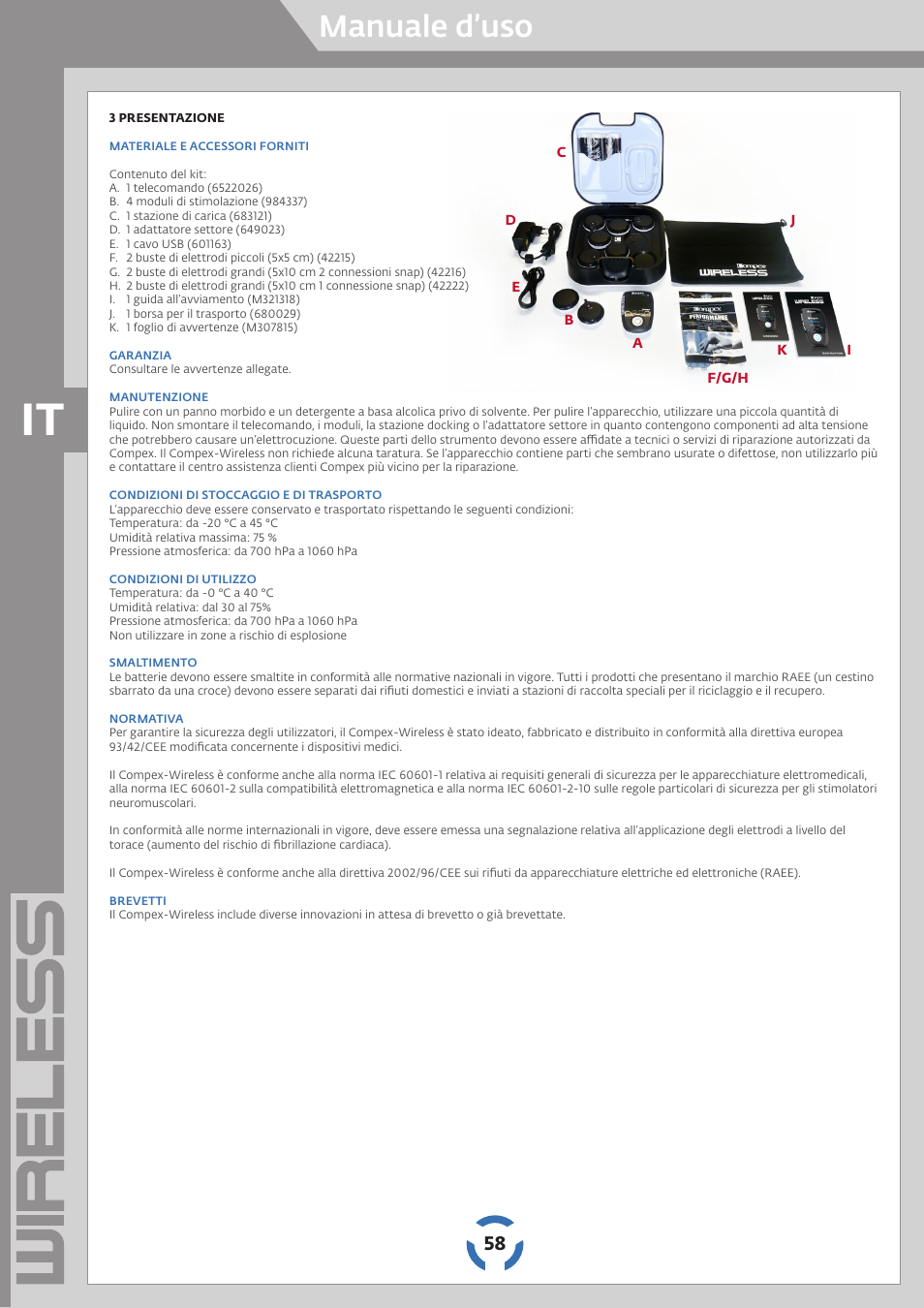 Manuale d’uso | Compex Wireless User Manual | Page 59 / 147