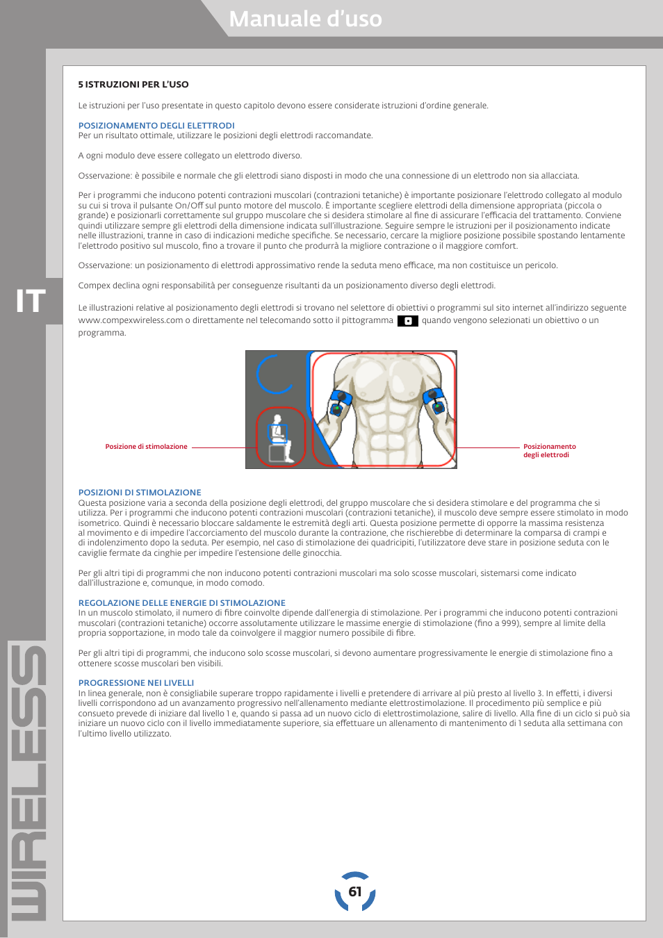 Manuale d’uso | Compex Wireless User Manual | Page 62 / 147