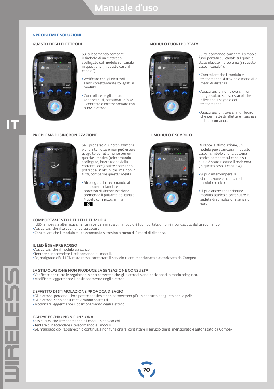 Manuale d’uso | Compex Wireless User Manual | Page 71 / 147
