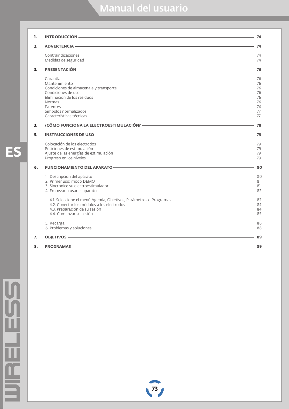 Manual del usuario | Compex Wireless User Manual | Page 74 / 147