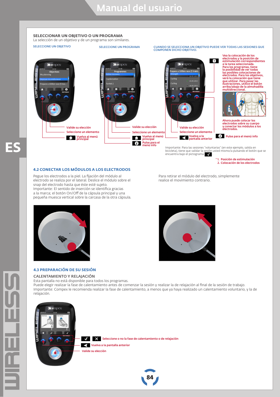 Manual del usuario | Compex Wireless User Manual | Page 85 / 147