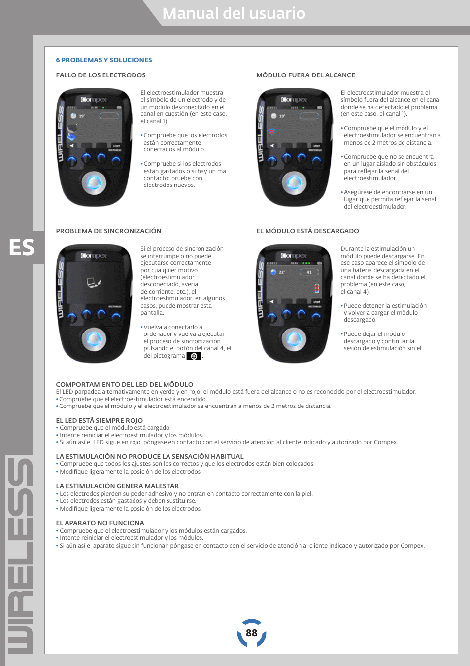 Manual del usuario | Compex Wireless User Manual | Page 89 / 147