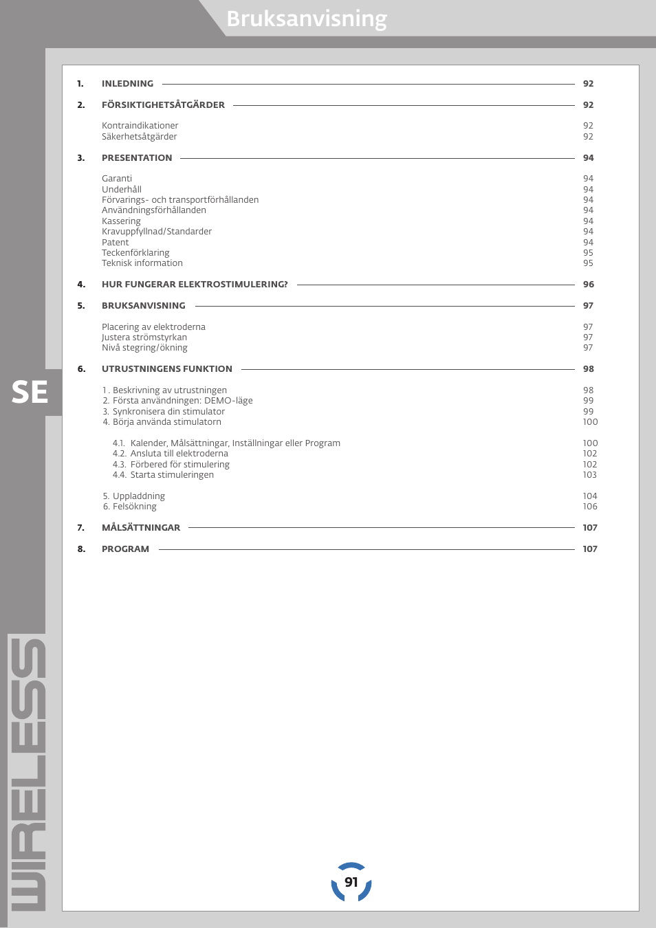 Bruksanvisning | Compex Wireless User Manual | Page 92 / 147