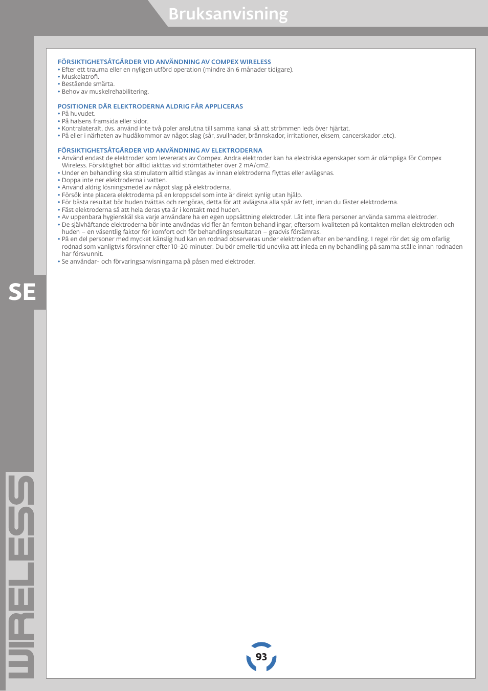 Bruksanvisning | Compex Wireless User Manual | Page 94 / 147