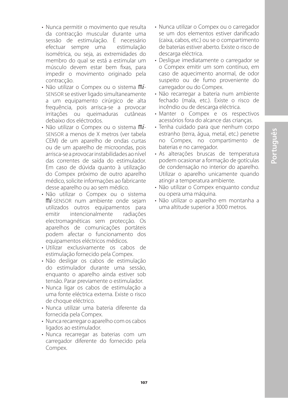 Por tuguês | Compex Runner User Manual | Page 109 / 139