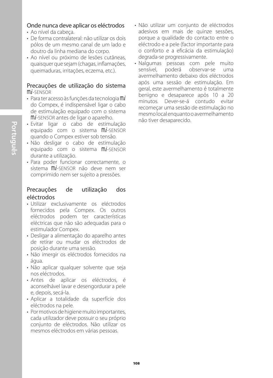 Por tuguês | Compex Runner User Manual | Page 110 / 139