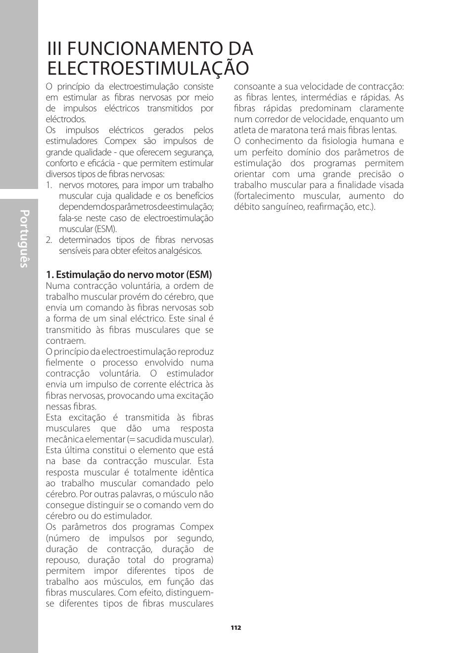 Iii funcionamento da electroestimulação, Por tuguês | Compex Runner User Manual | Page 114 / 139