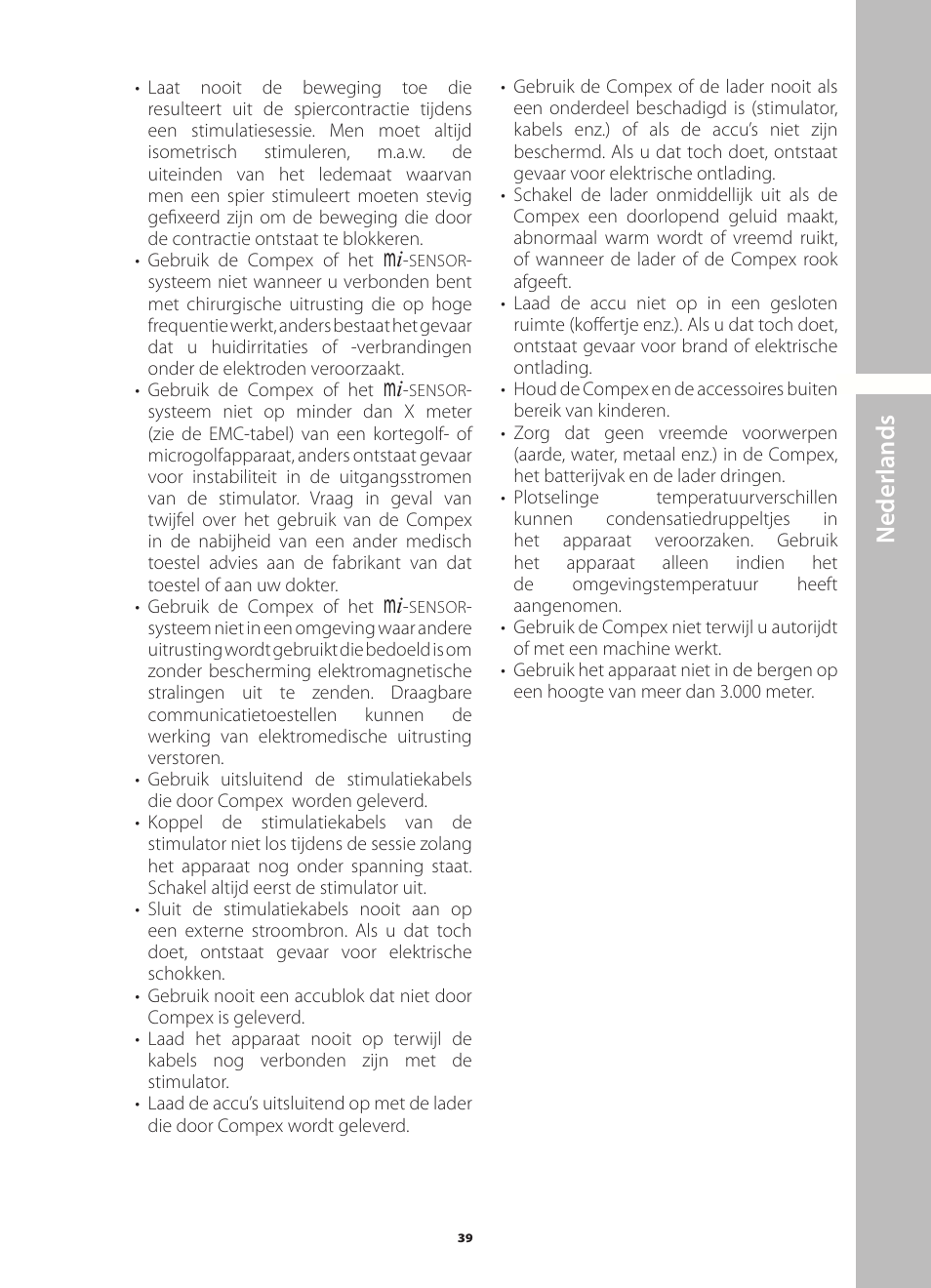 N ederlands | Compex Runner User Manual | Page 41 / 139