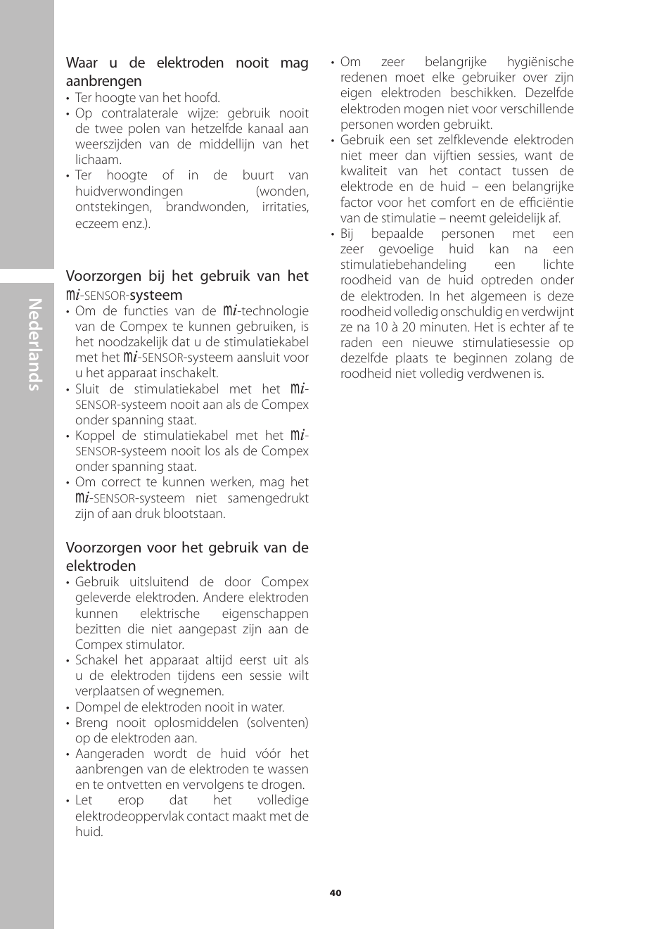 N ederlands | Compex Runner User Manual | Page 42 / 139
