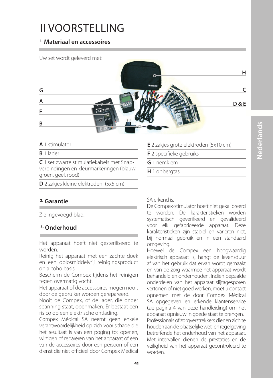 Ii voorstelling, N ederlands | Compex Runner User Manual | Page 43 / 139