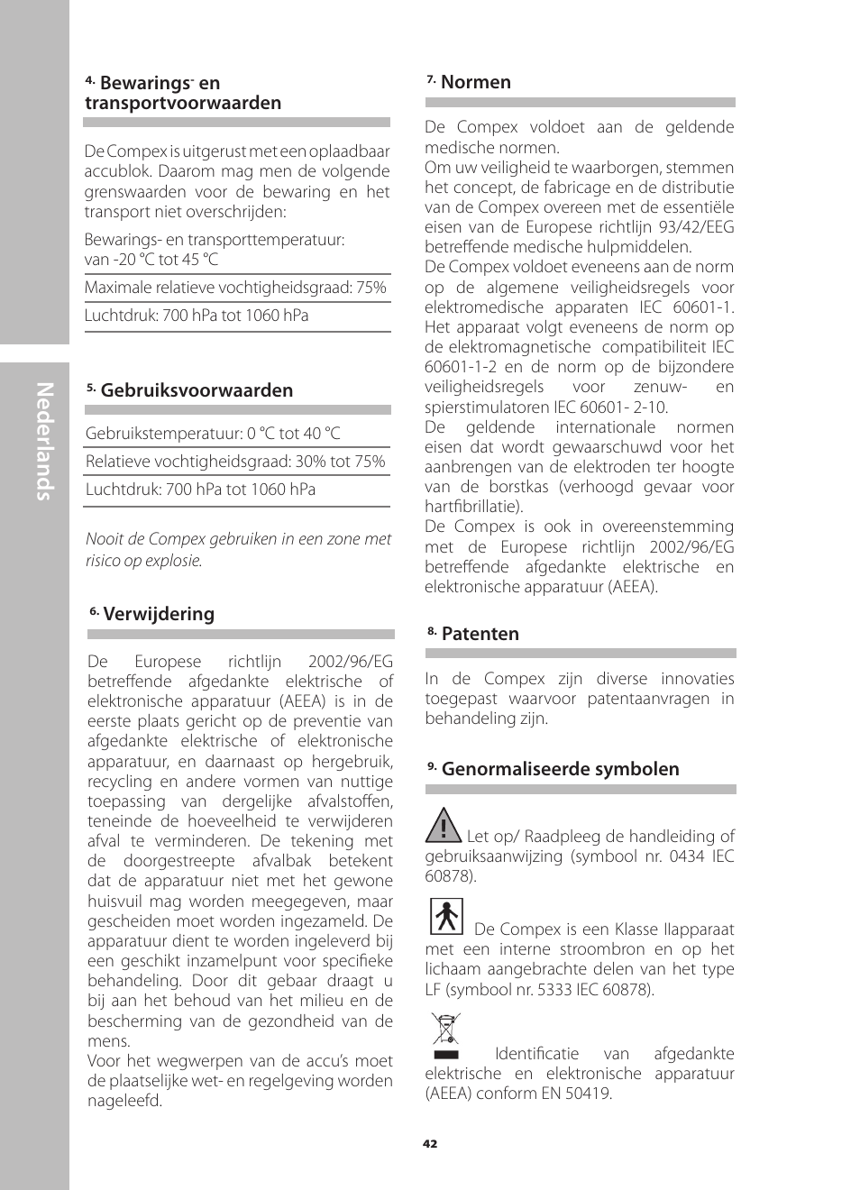 N ederlands | Compex Runner User Manual | Page 44 / 139