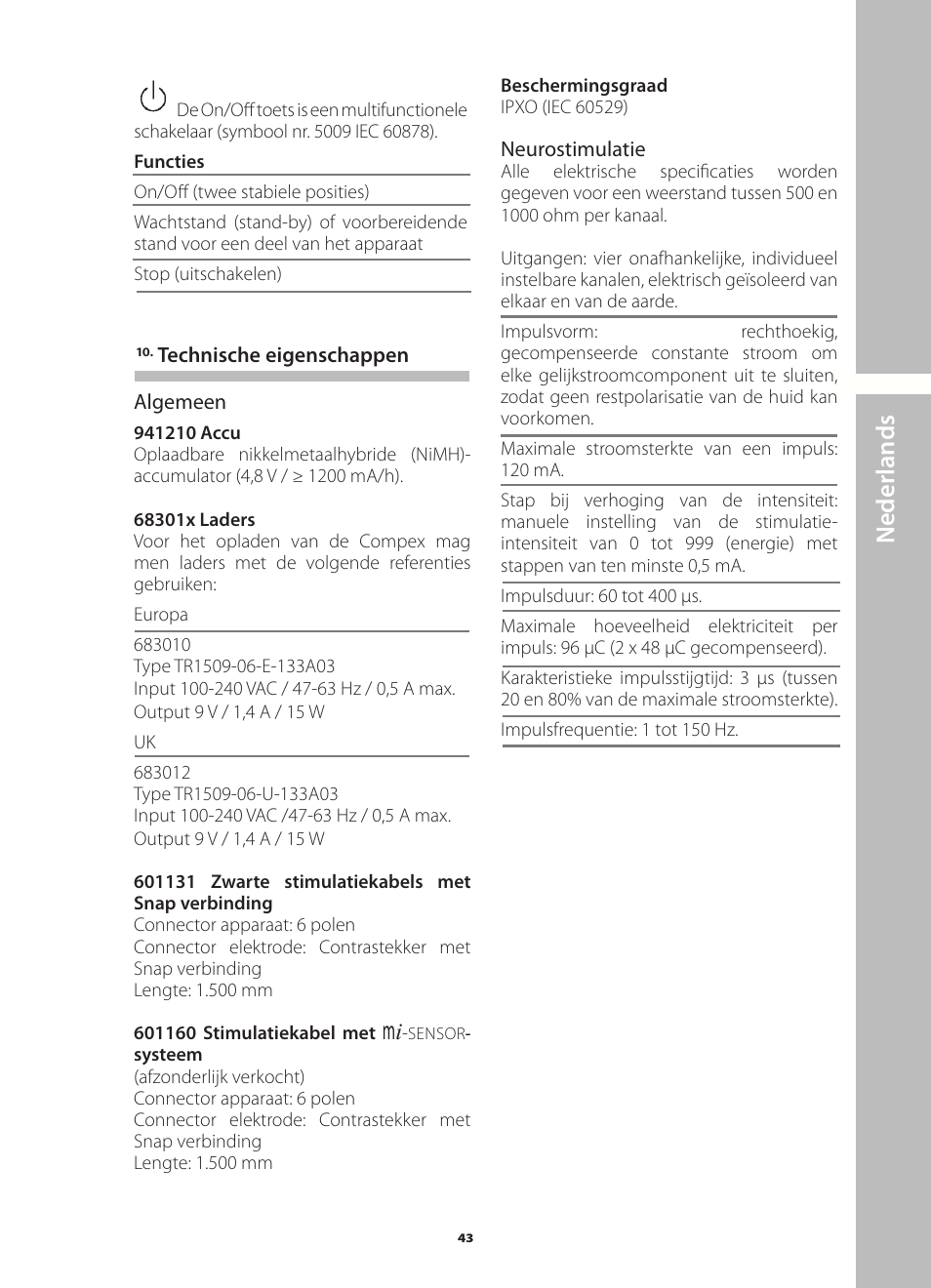 N ederlands | Compex Runner User Manual | Page 45 / 139