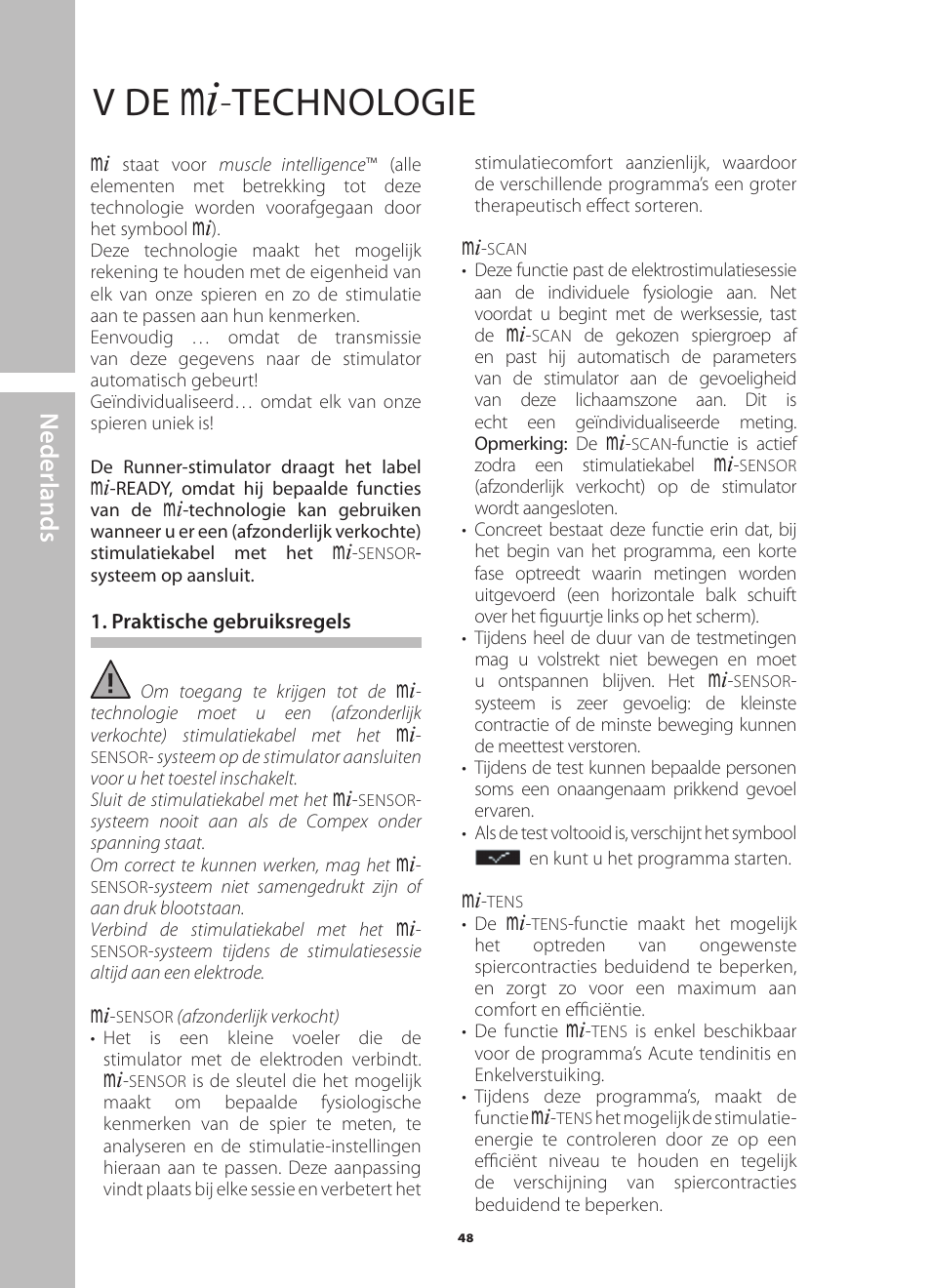 V de, Technologie, N ederlands | Compex Runner User Manual | Page 50 / 139