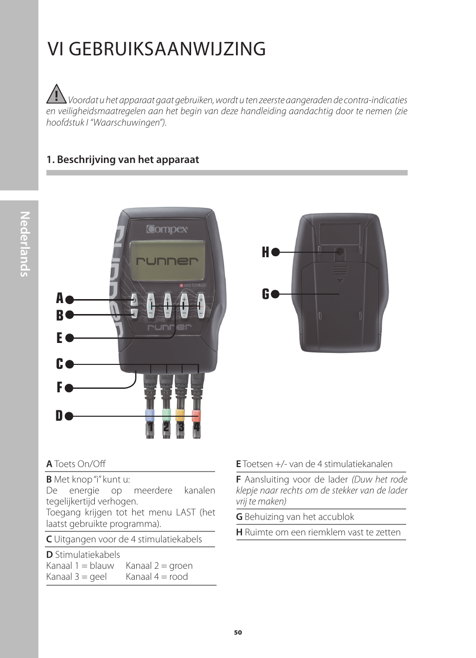 Vi gebruiksaanwijzing | Compex Runner User Manual | Page 52 / 139
