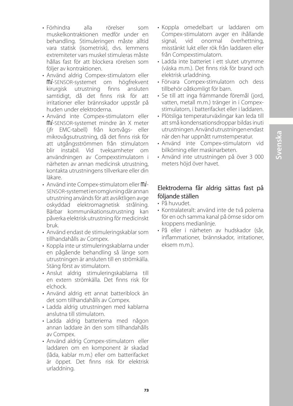Sv ensk a | Compex Runner User Manual | Page 75 / 139