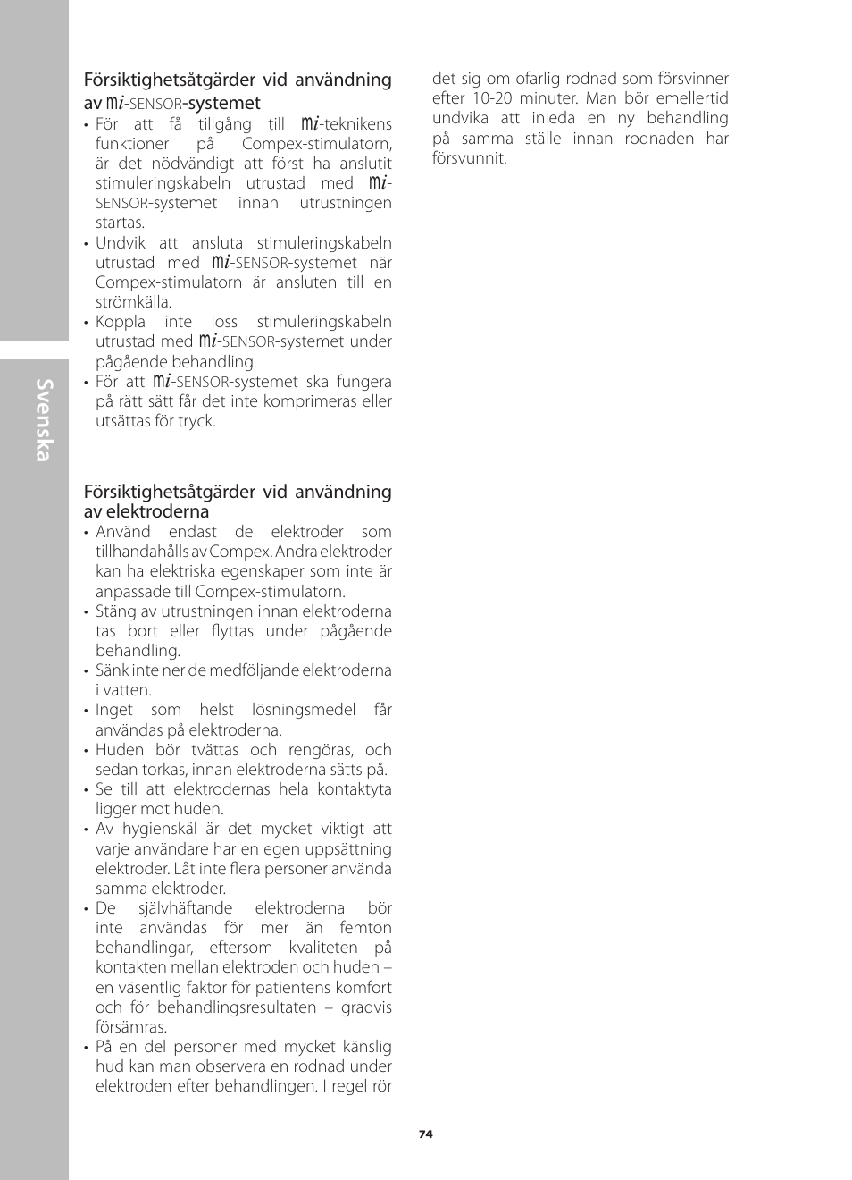 Sv ensk a | Compex Runner User Manual | Page 76 / 139