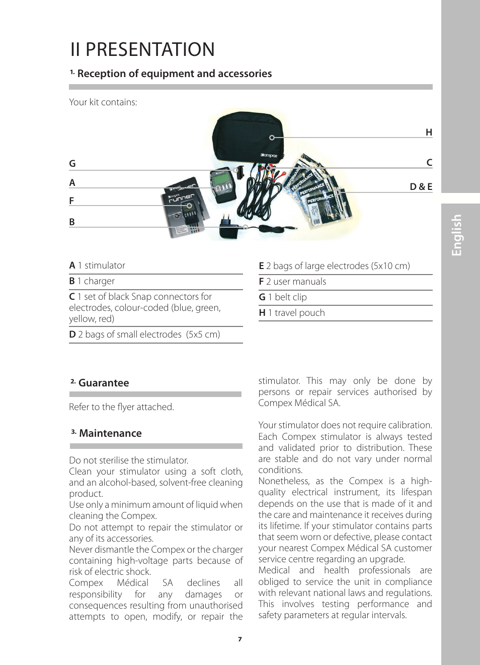 Ii presentation, English | Compex Runner User Manual | Page 9 / 139